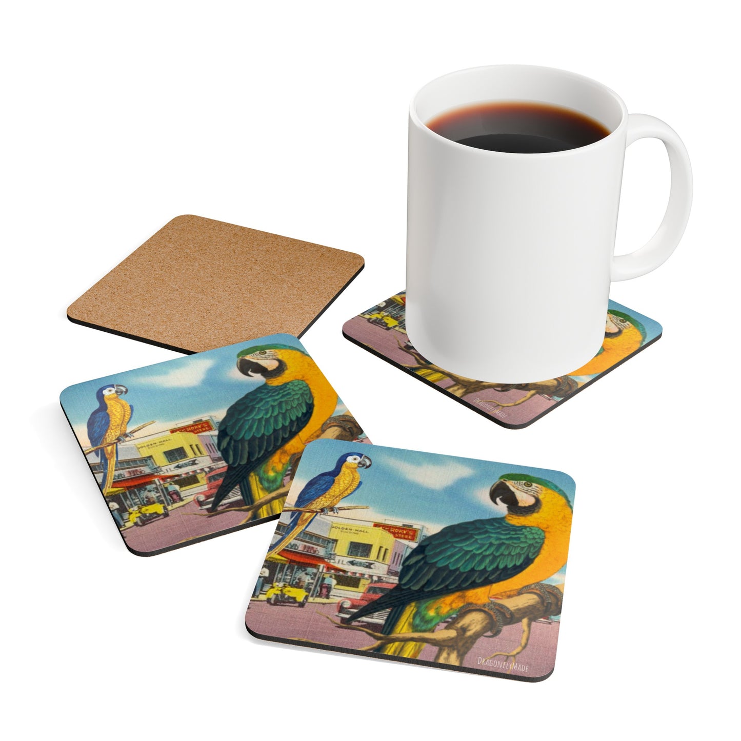 Andrew's Avenue corkwood coaster set