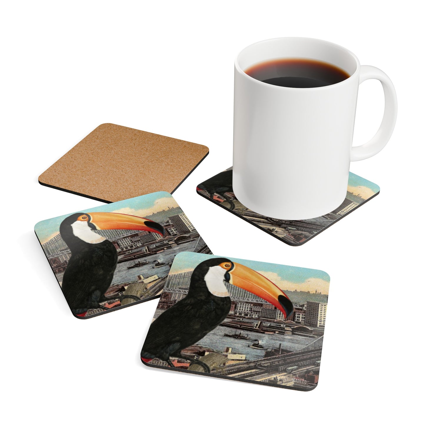 Toucan Point corkwood coaster set