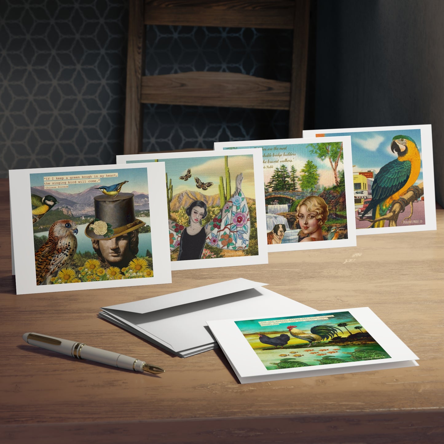 Evening Stroll collage greeting cards