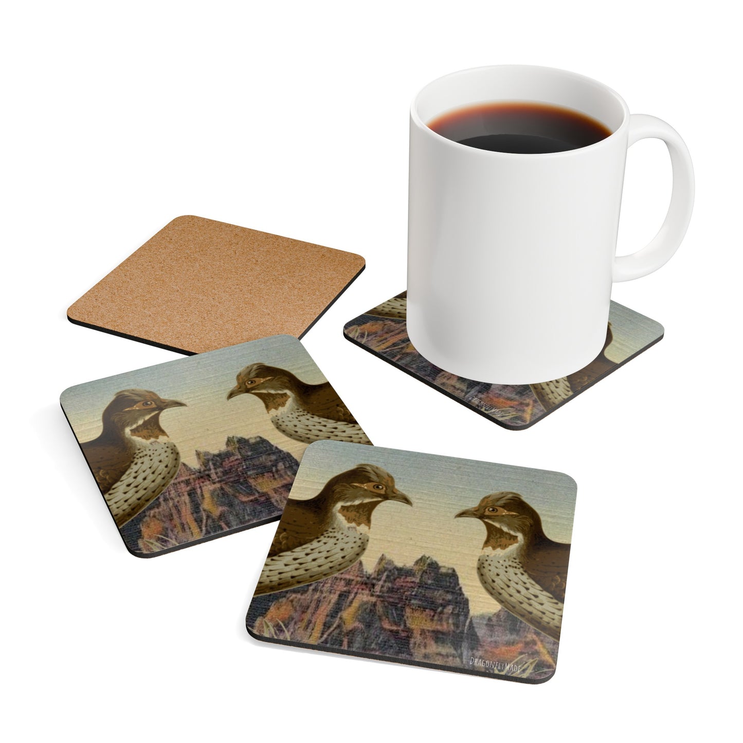 The Day We Met corkwood coaster set