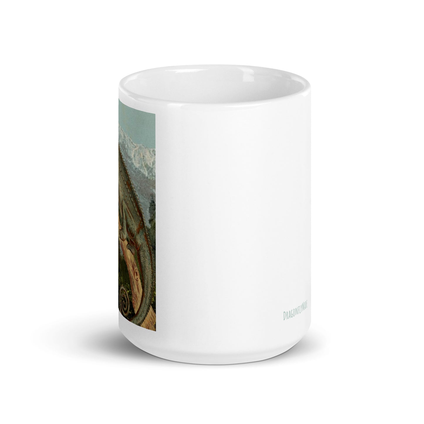 Chameleon white glossy mug
